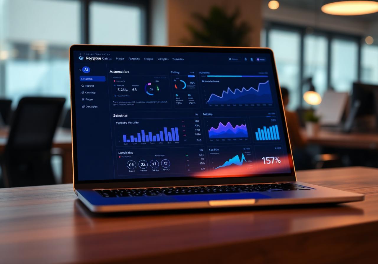 AI productivity dashboard on a modern laptop