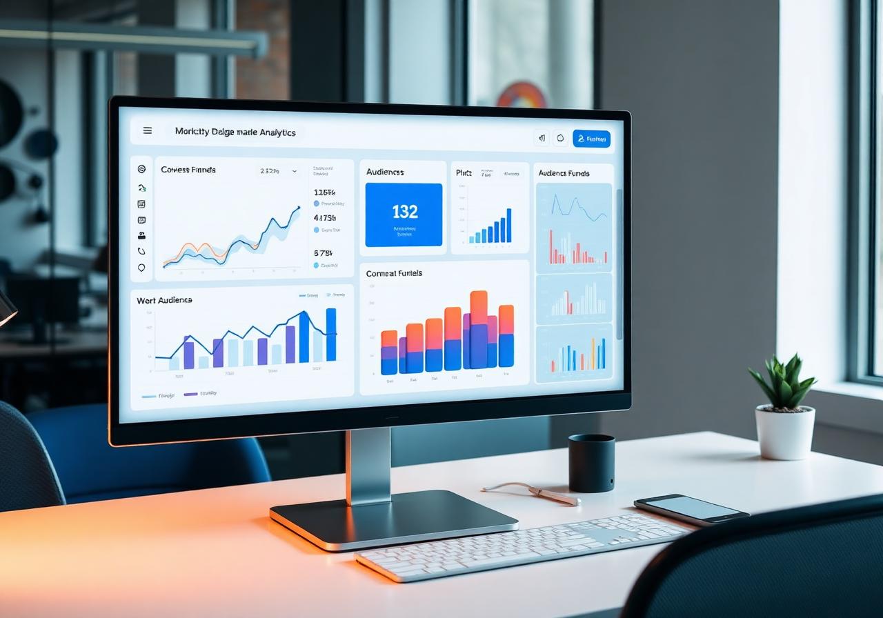 Marketing analytics dashboard on a modern monitor